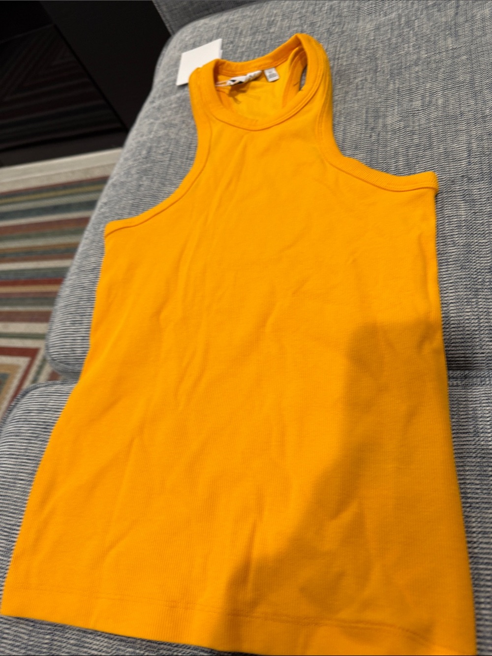 Sleeveless Ribbed High-Neck Tank Top - Yellow